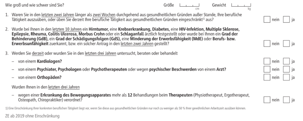 Knappe Gesundheitsfragen der HDI
