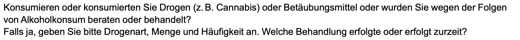 Canada Life Gesundheitsfragen Gesundheitsfragen der Canada Life.