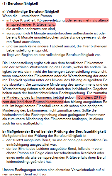 Allianz Bedingungen Berufsunfähigkeit